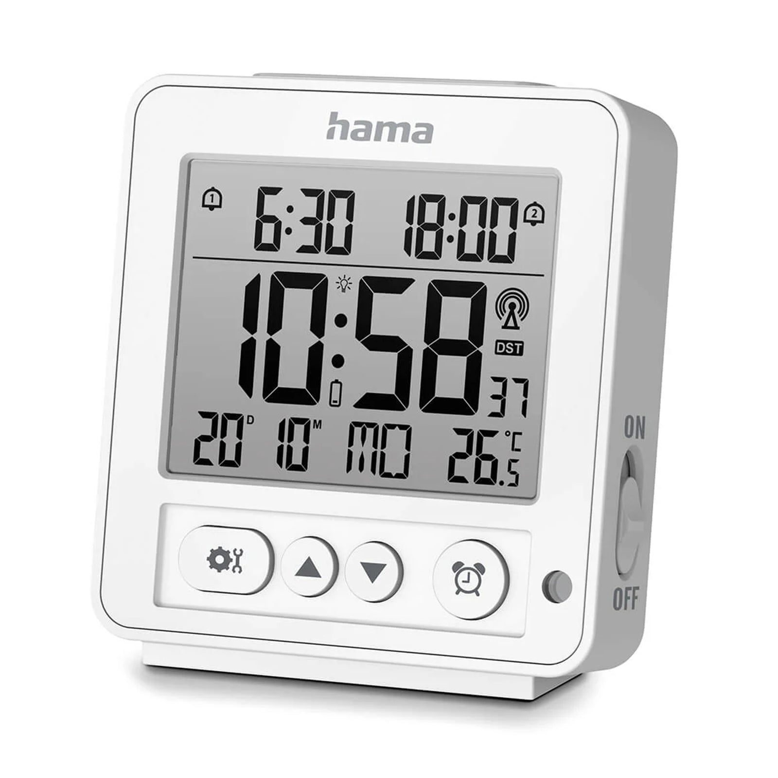 HAMA 185894 "Rhodes" Digital Radio Alarm Clock, LCD, white